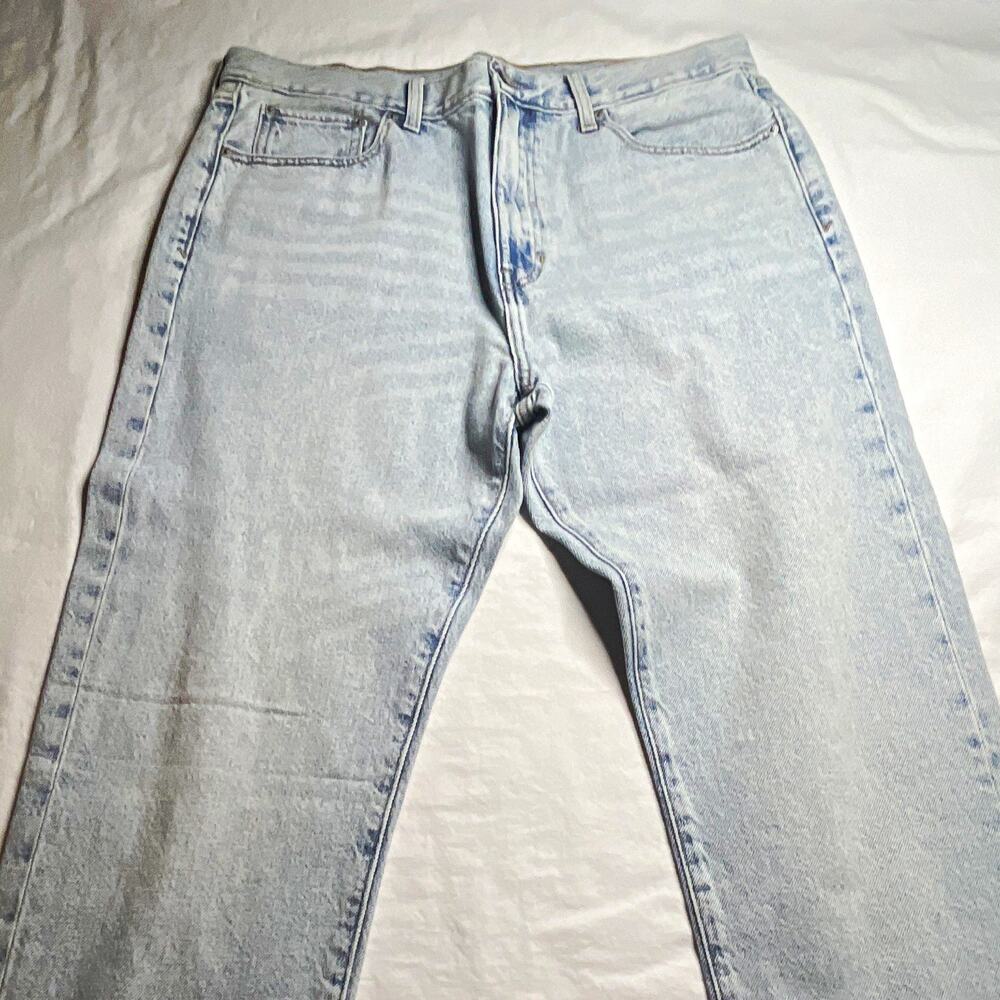 PacSun Men's Straight Leg Light Wash Blue Denim Jeans Button 5-Pocket Logo 34
